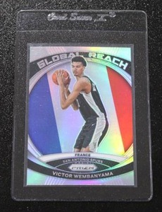 lot 34 image: 2023-24 Prizm Global Reach Silver Victor Wembanyama #2 Rookie Card