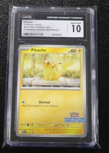 lot 58 image: 2025 Pokemon Black Star Promo Pikachu #214 CGC 10