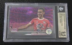 lot 71 image: 2022-23 Stadium Club Chrome Pink Wave Refractor Jamal Musiala #42 BGS 9.5 13150  Only 150 Exist