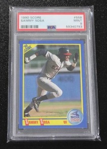 lot 74 image: 1990 Score Sammy Sosa #558 PSA 9 Rookie Card