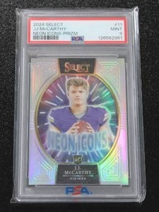 lot 76 image: 2024 Select Neon Icons Silver JJ McCarthy #11 PSA 9 Rookie Card