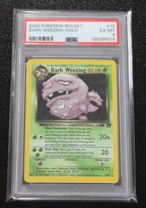 lot 92 image: 2000 Pokemon Team Rocket Dark Weezing Holo #1482 PSA 6