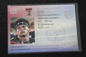 2017 Prestige NFL Passport Patrick Mahomes #5 Rookie Card