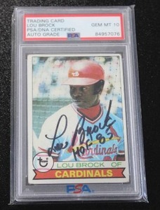 lot 124 image: 1979 Topps Lou Brock #665 PSA 10 Auto Grade
