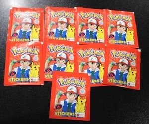 lot 159 image: 1999 Topps Merlin Pokemon Unopened Sticker Packs  9 Packs of 6 Stickers