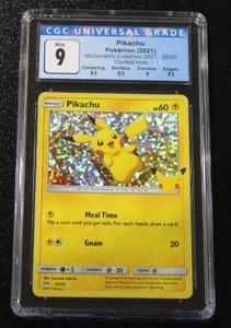 lot 161 image: 2021 Pokemon McDonalds Collection Pikachu Confetti Holo #2525 CGC 9