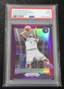 lot 194 image: 2023-24 Prizm DECA Anthony Edwards Purple #63 PSA 9 7399  Only 99 Exist