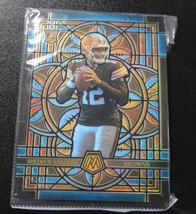lot 195 image: 2025 Mosaic Jumbo Stained Glass Shedur Sanders Rookie Card