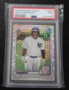 lot 199 image: 2020 Bowman Chrome Mega Box Refractor Jasson Dominguez #BCP8 PSA 9 Rookie Card