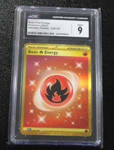 lot 204 image: 2023 Pokemon Obsidian Flames Gold Basic Fire Energy #230197 CGC 9