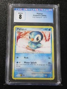 lot 208 image: 2008 Pokemon POP Series 8 Piplup #1517 CGC 8