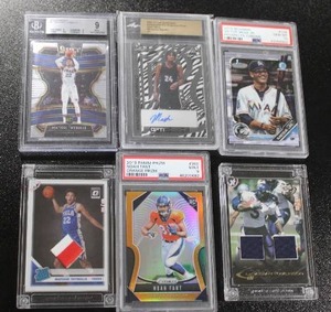 lot 217 image: Mixed Sports Graded & Jersey Fusion Card Lot  6 Cards