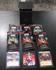lot 220 image: Star Wars Unlimted Twilight of the Republic Pack Lot w 2 Promo Cards  6 Packs