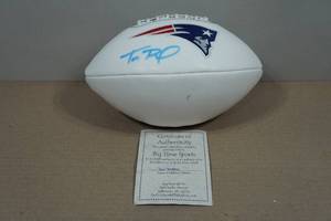 lot 3 image: Tom Brady Signed Team Logo Football - Big Time Sports Authenticated