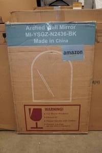 lot 12 image: Black Framed Arched Wall Mirror - 24x36