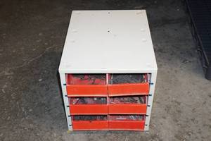 lot 196 image: Storage Cabinet with Assorted Hardware