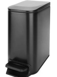 lot 103 image: Small Trash Can for Bathroom with Pedal 6L Black $39.99 Retail - Brand New