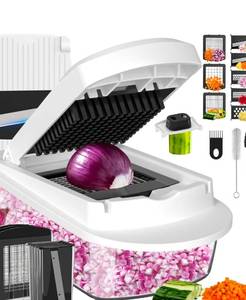 lot 107 image: Vegetable Chopper All in One 8 Blades - Brand New