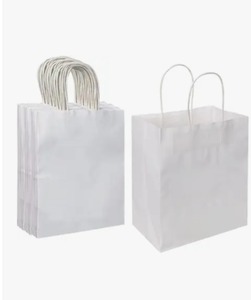 lot 220 image: Paper Bags with Handles Bulk Pack White - Brand New