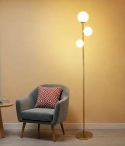 lot 120 image: Globe Modern Floor Lamp 3 Bulb LED Standing Light $52.99 Retail - Brand New