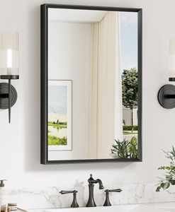 lot 143 image: Black Bathroom Mirror 20 x 30 Framed $54.99 Retail - Brand New