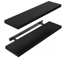 lot 146 image: Floating Wall Mounted Shelving 2pk Black 24 $44.99 Retail - Brand New