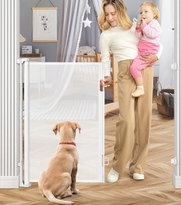 lot 160 image: Extra Tall Retractable Mesh Baby Gate 42 White $49.99 Retail - Brand New