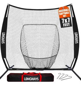 lot 189 image: BaseballSoftball Net with Steel Frame 7ft x 7ft $59.99 Retail - Brand New