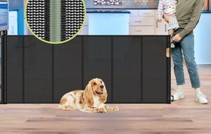 lot 191 image: Retractable Gate Extra Wide 33 Tall 80 Wide Mesh Black $59.99 Retail - Brand New