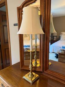 Stiffel Brass Table Lamp Model 6818 Cream Shade 34in Good