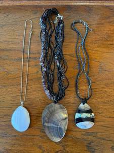 3 Pc Statement Necklace Lot Shell Pendants Beaded Strands Fashion Jewelry