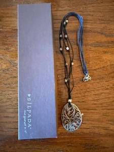 Silpada Teardrop Pendant Necklace Multi Strand Cord w Box Good