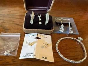 Costume Jewelry Lot Eliot Danori CZ Earrings Rhinestone Bracelet