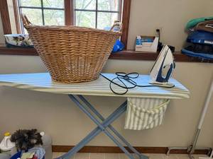 BlackDecker Iron & Large Wicker Basket Household Utility Lot