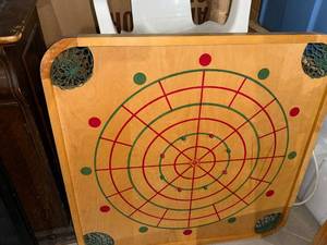Vintage Reversible Wood Game Board Checker Backgammon Target Top