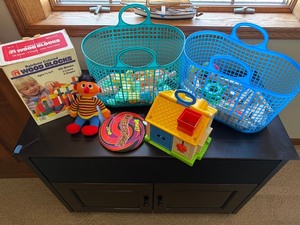 Mixed Preschool Toy Lot Fisher-Price Ernie Blocks Baskets Good