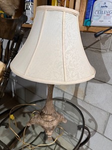 Vintage Style Ornate Table Lamp w Cream Shade 24 in Untested