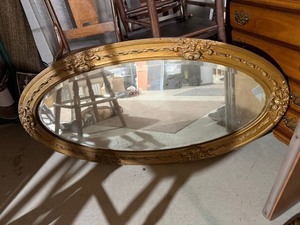 Vintage Oval Gold Gilt Style Wall Mirror Ornate Frame 45 x 24