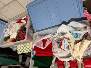 Mixed Christmas Craft Supply Lot Ribbon Felt Wreath Forms Wood Pieces