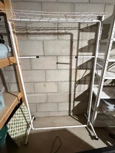 White Metal Freestanding Display Rack Garment Stand w Top Shelf