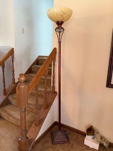 Traditional Torchiere Floor Lamp Marbled Glass Shade 71in Working