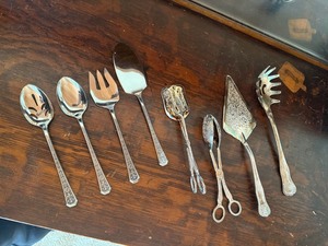 Vintage Interpur Japan Serving Utensils Lot 8 Pc Stainless Silverplate