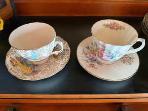 2 Vintage English Bone China Teacup Saucer Sets Royal Patrician