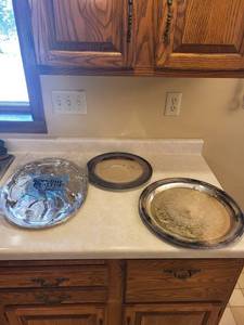 WM Rogers Silver Plate Round Platter Pair - Ornate Engraved Chargers, 2-Piece Set