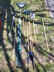 Garden Tools Assortment - Rakes, Shovels, Hoes & Pitchforks