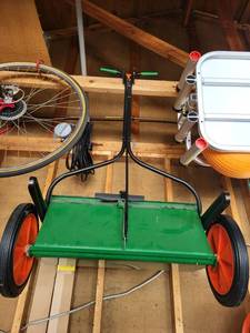 PrecisionGreen Seed Spreader - Green Frame with Dual Orange Wheels