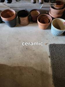 Assorted Ceramic Plant Pots - Terracotta & Blue Glaze - Mixed Sizes
