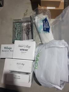 Snow Village Hartford House & Wedding Chapel, Evergreen Trees - Dept 56 Handpainted Ceramics