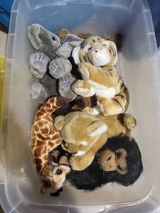 Tiger, Gorilla, Elephant & Giraffe Plush Toys (Lot of 4)