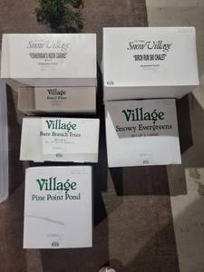 Snow Village Fishermans Nook Cabins - Handpainted Ceramic - Set of 2 - 5461-5